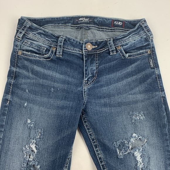 Silver Jeans Tuesday Fluid Denim Mid Bootcut Jeans Size 30 Long Inseam Stretch - Picture 8 of 16